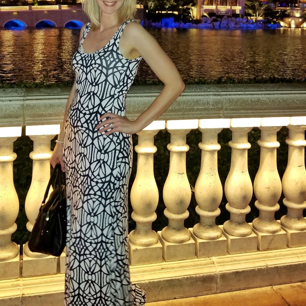 Tart Collections Mary Sleeveless Maxi Tank Dress Navy Blue & White